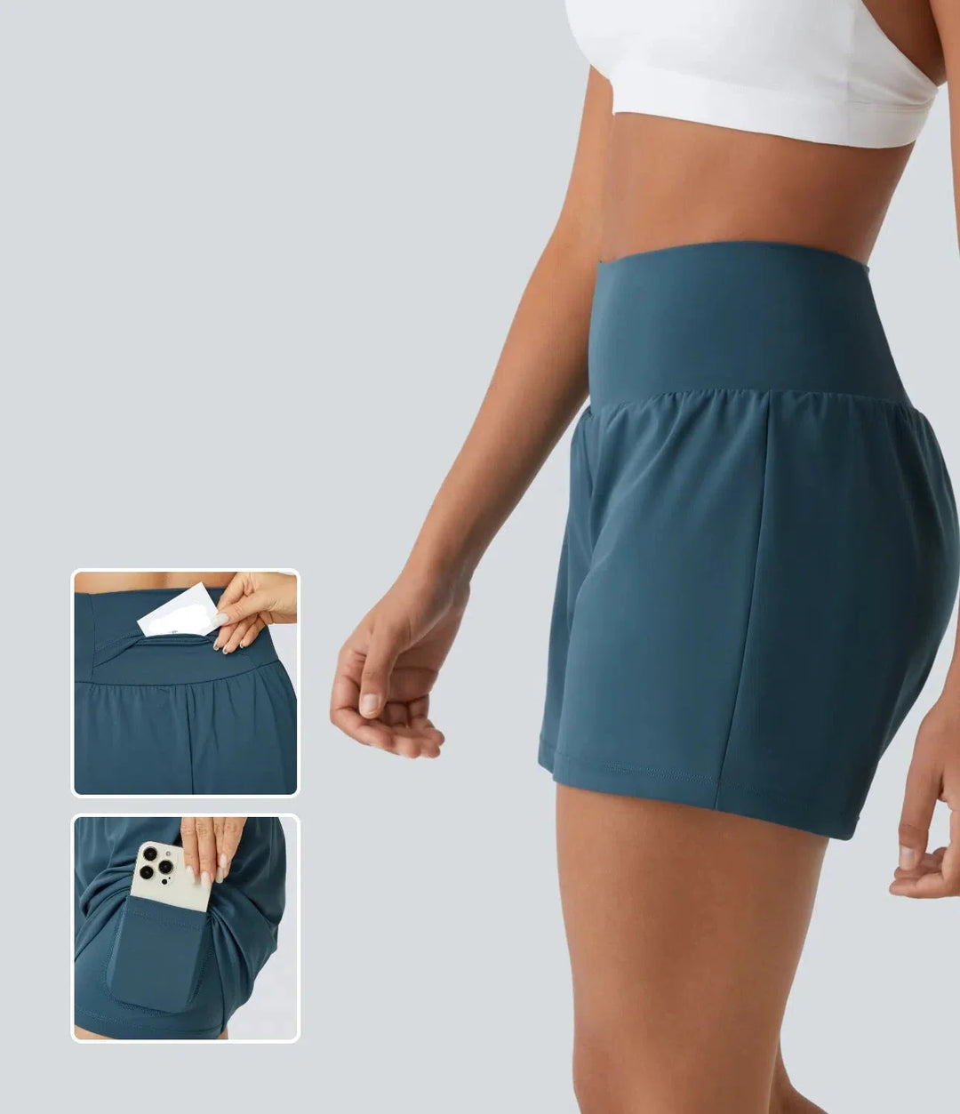 Hiliri™ | 2-in-1 yoga shorts with high waist, back pocket and side pocket