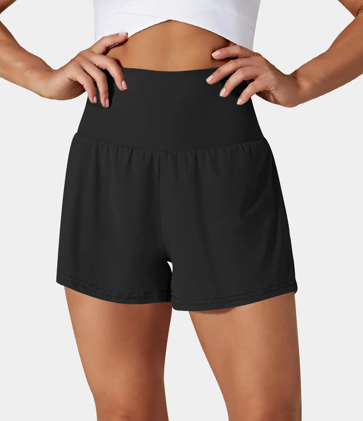 Hiliri™ | 2-in-1 yoga shorts with high waist, back pocket and side pocket